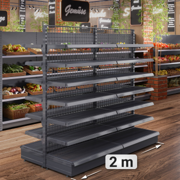 BROOKLYN | Centraal legbord van gaas | B200xH195cm | Inclusief 6 legplanken | Complete set