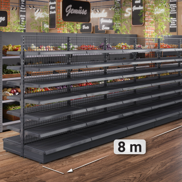 BROOKLYN | Centraal legbord van gaas | B800xH195cm | Inclusief 6 legplanken | Complete set
