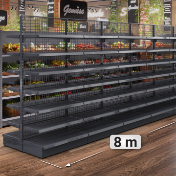 BROOKLYN | Centraal legbord van gaas | B800xH225cm | Inclusief 6 legplanken | Complete set