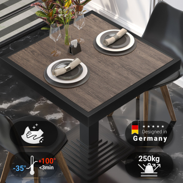 BRÉSIL | Plateau de table traiteur | L x P 60 x 60 cm | Wengé clair | Bordure en métal noir | Carré