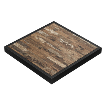 BRÉSIL | Plateau de table traiteur | L x P 70 x 70 cm | Vintage | Bordure en métal noir | Carré