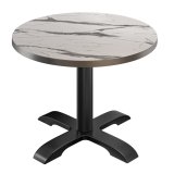 BSD | Tavolo Bistro | Ø 70 x 74,5 cm | Tondo | Bordo in acciaio inossidabile | | Marmo bianco / Nero