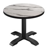 BSD | Bistro Tisch | Ø 70 x 74,5 cm | Rund | Schwarzer Rand | Weiß Marmor / Schwarz