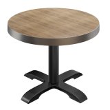 BSD | Tavolo Bistro | Ø 80 x 77 cm | Rotondo | Bordo in acciaio inossidabile | | Rovere / Nero