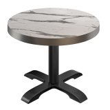 BSD | Tavolo Bistro | Ø 70 x 77 cm | Rotondo | Bordo in acciaio inossidabile | | Marmo bianco / Nero