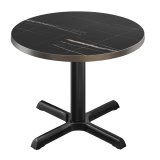 BSM | Bistrobord | Ø 80 x 74,5 cm | Rostfri kant | Rund | Svart marmor / Svart