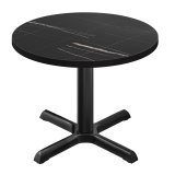 BSM | Bistrobord | Ø 80 x 74,5 cm | Sort kant | Rund | Sort marmor / Sort