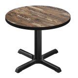 BSM | Table de bistrot | Ø 80 x 74,5 cm | Bordure noire | Rond | Vintage Old / Noir