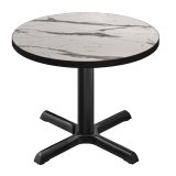 BSM | Bistrobord | Ø 80 x 74,5 cm | Sort kant | Rund | Hvid marmor / Sort