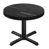 BSM | Bistrotisch | Ø 80 x 77 cm | Bordure noire | Rond | Marbre noir / Noir