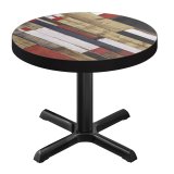 BSM | Table de bistrot | Ø 70 x 77 cm | Bord noir | Rond | Vintage multicolore / Noir