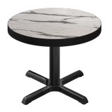 BSM | Table de bistro | Ø 80 x 77 cm | Bord noir | Rond | Marbre blanc / Noir
