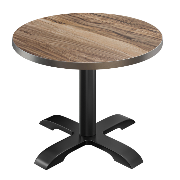 BSD | Bistro Tisch | Ø 70 x 74,5 cm | Rund | Edelstahl Rand | | Sheesham / Schwarz