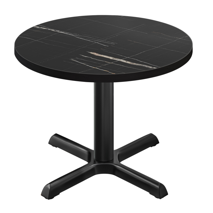 BSM | Bistro Tisch | Ø 70 x 74,5 cm | Schwarzer Rand | Rund | Schwarz Marmor / Schwarz
