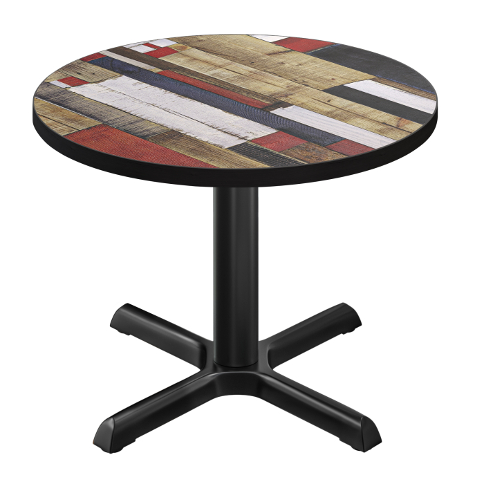 BSM | Bistro Tisch | Ø 70 x 74,5 cm | Schwarzer Rand | Rund | Vintage Bunt / Schwarz