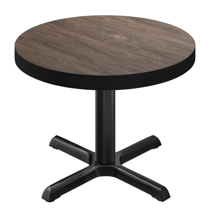 BSM | Bistro Tisch | Ø 70 x 77 cm | Schwarzer Rand | Rund | Light Wenge / Schwarz