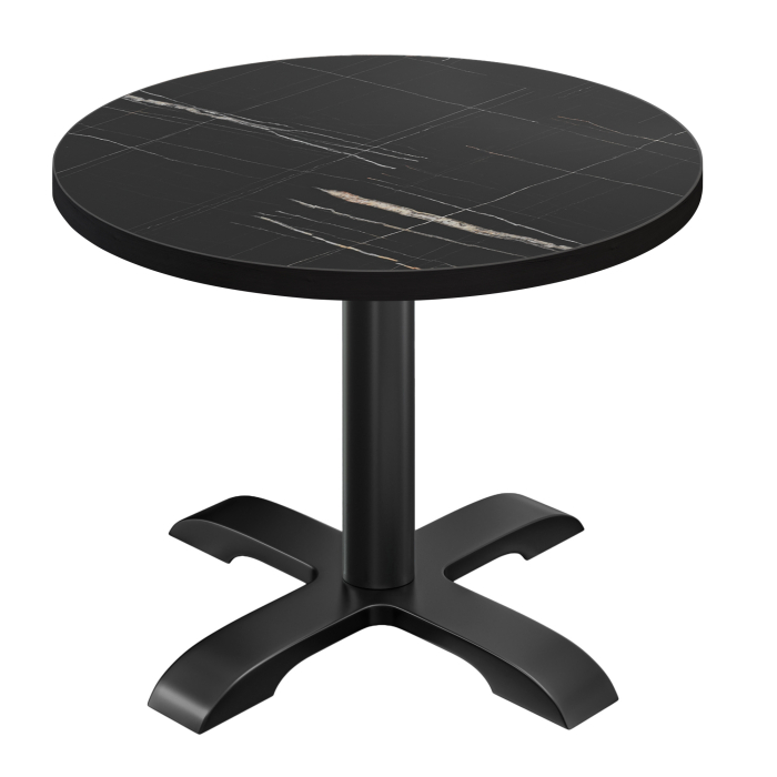 BSD | Table Bistro | Ø 80 x 74,5 cm | Rond | Noir Marbre / Noir