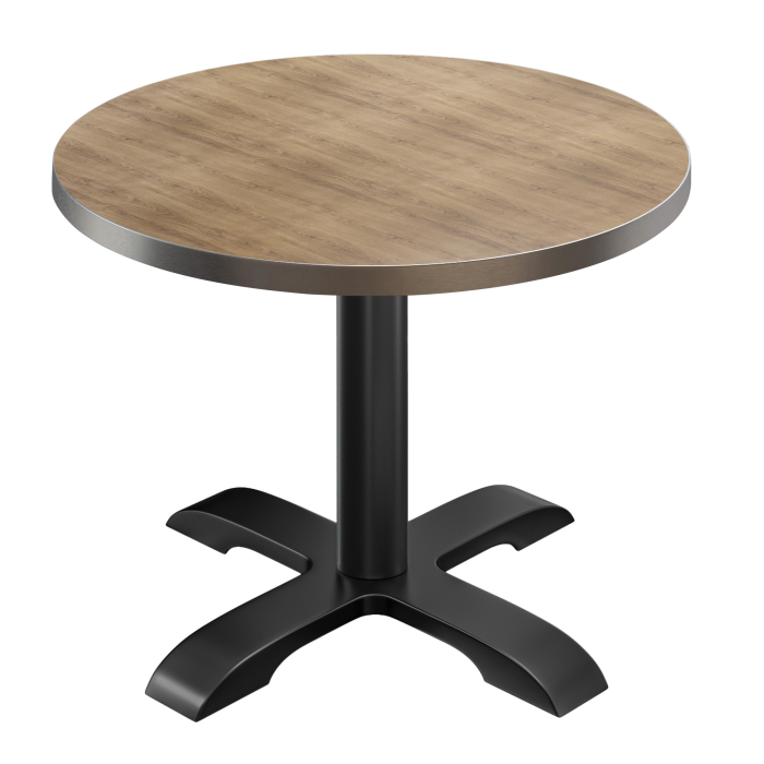 BSD | Bistro Table | Ø 70 x 74.5 cm | Round | Stainless Steel Edge | | Oak / Black