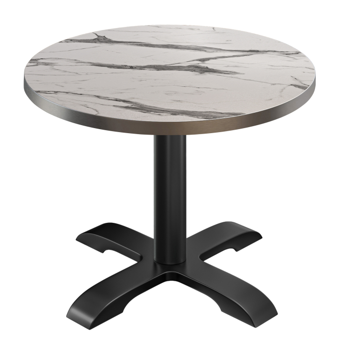 BSD | Bistro Table | Ø 70 x 74.5 cm | Round | Stainless Steel Edge | | White Marble / Black