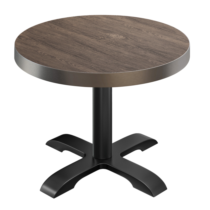 BSD | Bistro Tisch | Ø 60 x 77 cm | Rund | Edelstahl Rand | | Light Wenge / Schwarz