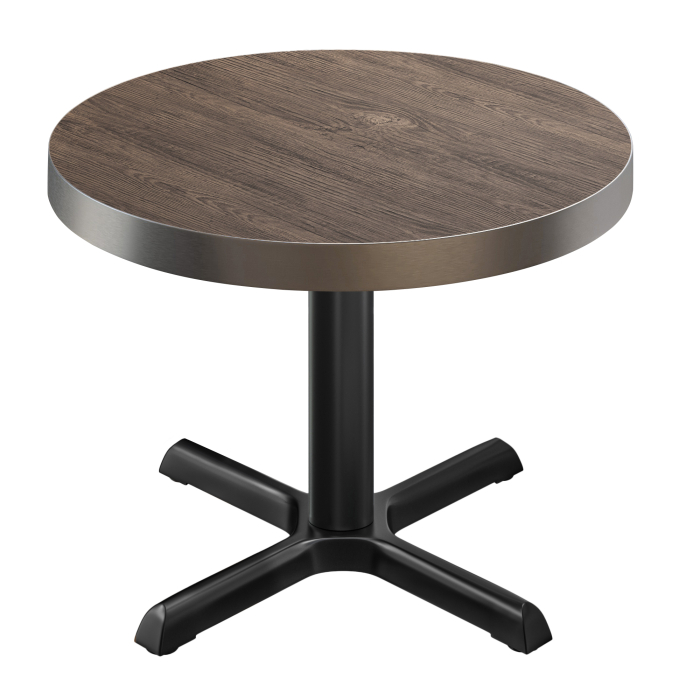 BSM | Bistro Tisch | Ø 60 x 77 cm | Edelstahl Rand | Rund | Light Wenge / Schwarz