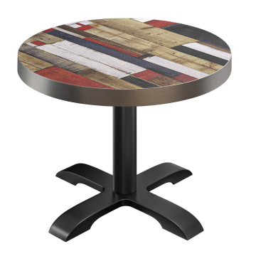 BSD | Bistrobord | Ø 70 x 77 cm | Runde | Vintage fargerik / svart