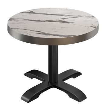 BSD | Bistrobord | Ø 80 x 77 cm | Runde | Hvit marmor/svart