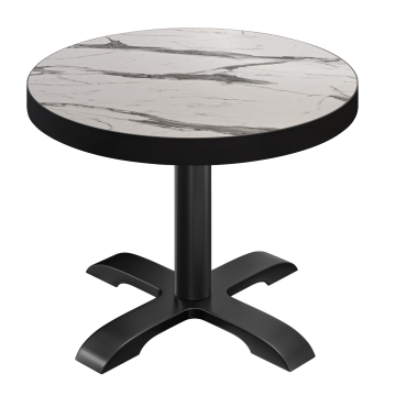 BSD | Bistrotafel | Ø 60 x 77 cm | Rond | Wit Marmer / Zwart