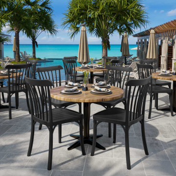 VALENCIA | Chaise bistrot en plastique | Noir | Plastique | Empilable