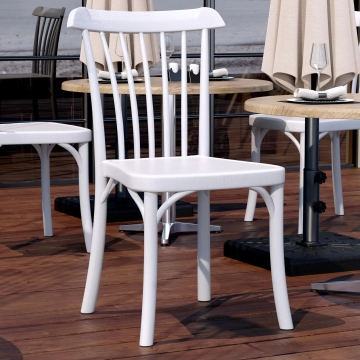 VALENCIA | Chaise bistrot en plastique | Blanc | Plastique | Empilable
