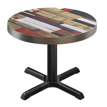 BSM | Bistro Table | Ø 60 x 77 cm | Round | Vintage Colourful / Black