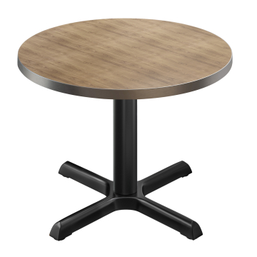 BSM | Bistro Tisch | Ø 70 x 74,5 cm | Edelstahl Rand | Rund | Eiche / Schwarz