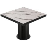 BT | Bistrobord | B: 120 x 120 cm | H 76 cm | Vit Marmor | Ram: Svart
