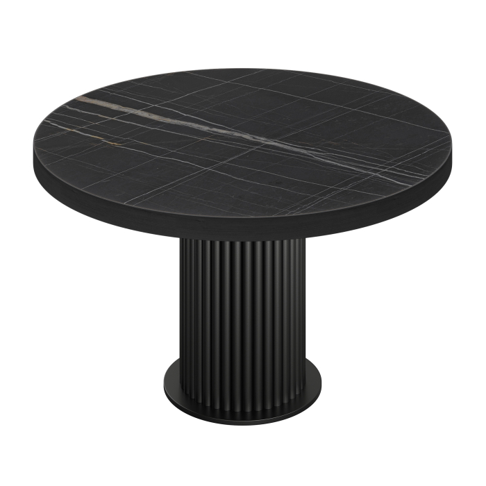 BT | Bistropöytä | Ø 100 cm | K 76 cm | Musta marmori | Runko: Musta  