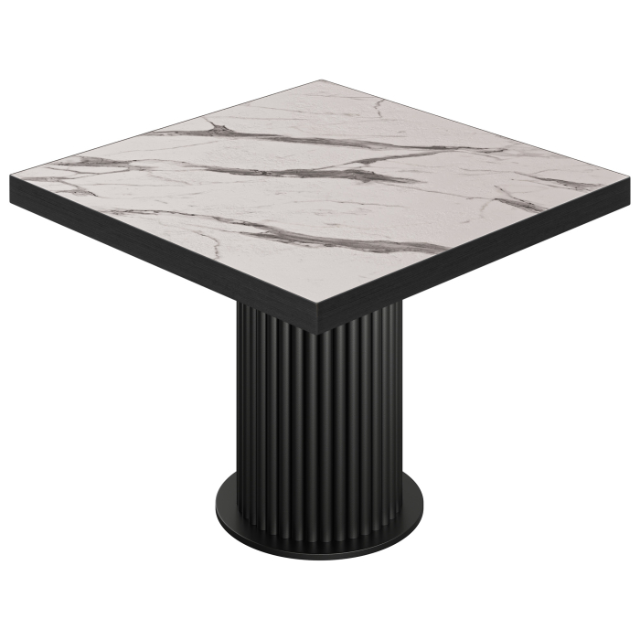 BT | Bistro-pöytä | B:T 100 x 100 cm | Korkeus: 76 cm | Valkoinen marmori | Runko: Musta