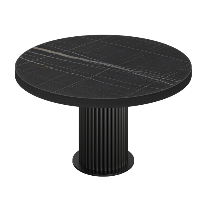 BT | Stół Bistro | Śr 120 cm | W 76 cm | Czarny marmur | Stelaż: Czarny