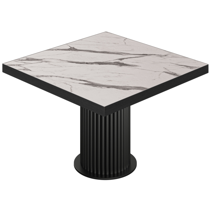 BT | Bistropöytä | L:S 120 x 120 cm | K 76 cm | Valkoinen marmori | Runko: Musta  
