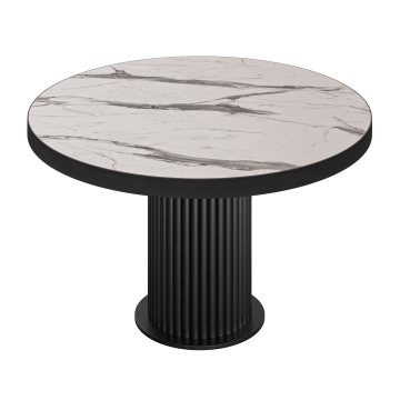 BT | Bistro-pöytä | Ø 100 cm | K / H 76 cm | Valkoinen marmorikansi | Jalusta: Musta