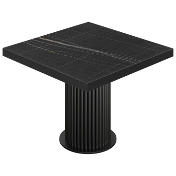 BT | Bistropöytä | B:T 100 x 100 cm | Korkeus: 76 cm | Musta marmori | Runko: Musta
