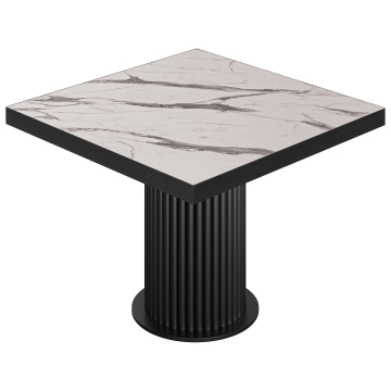 BT | Bistro-pöytä | B:T 100 x 100 cm | Korkeus: 76 cm | Valkoinen marmori | Runko: Musta