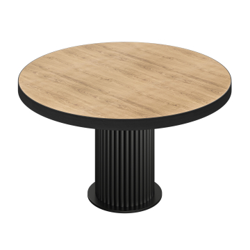 BT | Mesa de bistro | Diámetro 120 cm | Alto 76 cm | Roble | Estructura: Negra