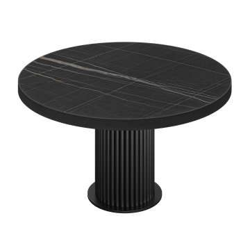 BT | Stół Bistro | Śr 120 cm | W 76 cm | Czarny marmur | Stelaż: Czarny
