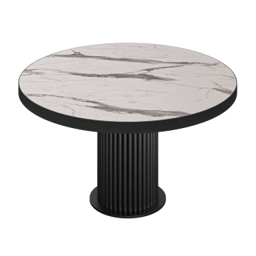 BT | Bistrobord | Ø 120 cm | H 76 cm | Hvit marmor | Ramme: Svart