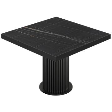BT | Stół Bistro | B:T 120 x 120 cm | H 76 cm | Czarny marmur | Podstawa: Czarna