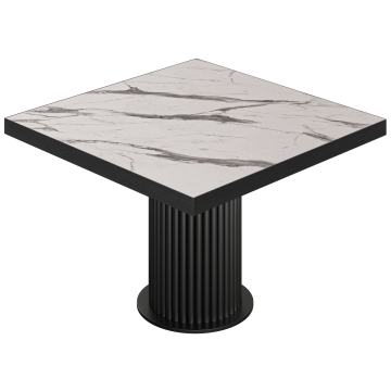 BT | Stół Bistro | B:T 120 x 120 cm | W 76 cm | Biały marmur | Noga: Czarny