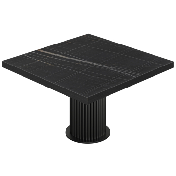 BT | Bistrotafel | B:T 140 x 140 cm | H 76 cm | Zwart Marmer | Onderstel: Zwart