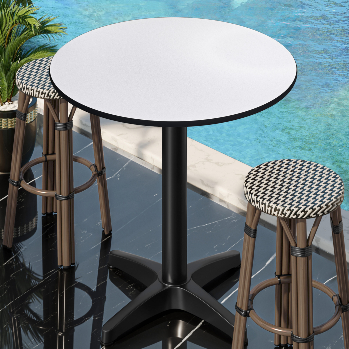 CPBL | HPL Compact Bistro Statafel | Ø 60 x 110 cm | Opvouwbaar + Extra gewicht | Wit / Zwart CPBL | HPL Compact Bistro Statafel | Ø 60 x 110 cm | Opvouwbaar + Extra gewicht | Wit / Zwart