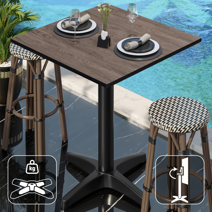 CPBL | HPL Compact Bistro Staantafel | 70 x 70 x 110 cm | Inklapbaar + Extra gewicht | Licht Wengé / Zwart CPBL | HPL Compact Bistro Staantafel | 70 x 70 x 110 cm | Inklapbaar + Extra gewicht | Licht Wengé / Zwart