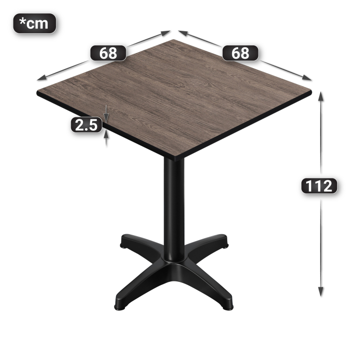 CPBL | HPL Compact Bistro Staantafel | 70 x 70 x 110 cm | Inklapbaar + Extra gewicht | Licht Wengé / Zwart CPBL | HPL Compact Bistro Staantafel | 70 x 70 x 110 cm | Inklapbaar + Extra gewicht | Licht Wengé / Zwart