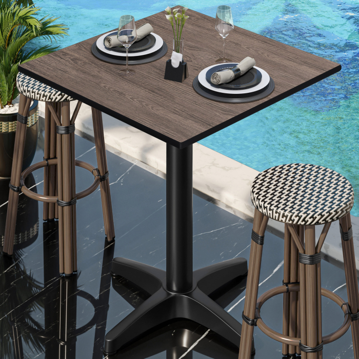 CPBL | HPL Compact Bistro Staantafel | 70 x 70 x 110 cm | Inklapbaar + Extra gewicht | Licht Wengé / Zwart CPBL | HPL Compact Bistro Staantafel | 70 x 70 x 110 cm | Inklapbaar + Extra gewicht | Licht Wengé / Zwart